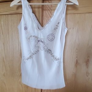 Beaded chiffon v-neck shell size 12